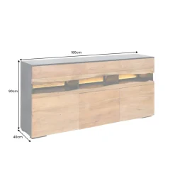 Komoda GRAND ACACIA 180 cm drewno akcja LED