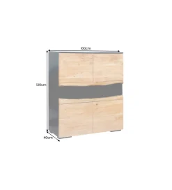 Komoda GRAND ACACIA 120 cm drewno akcja LED