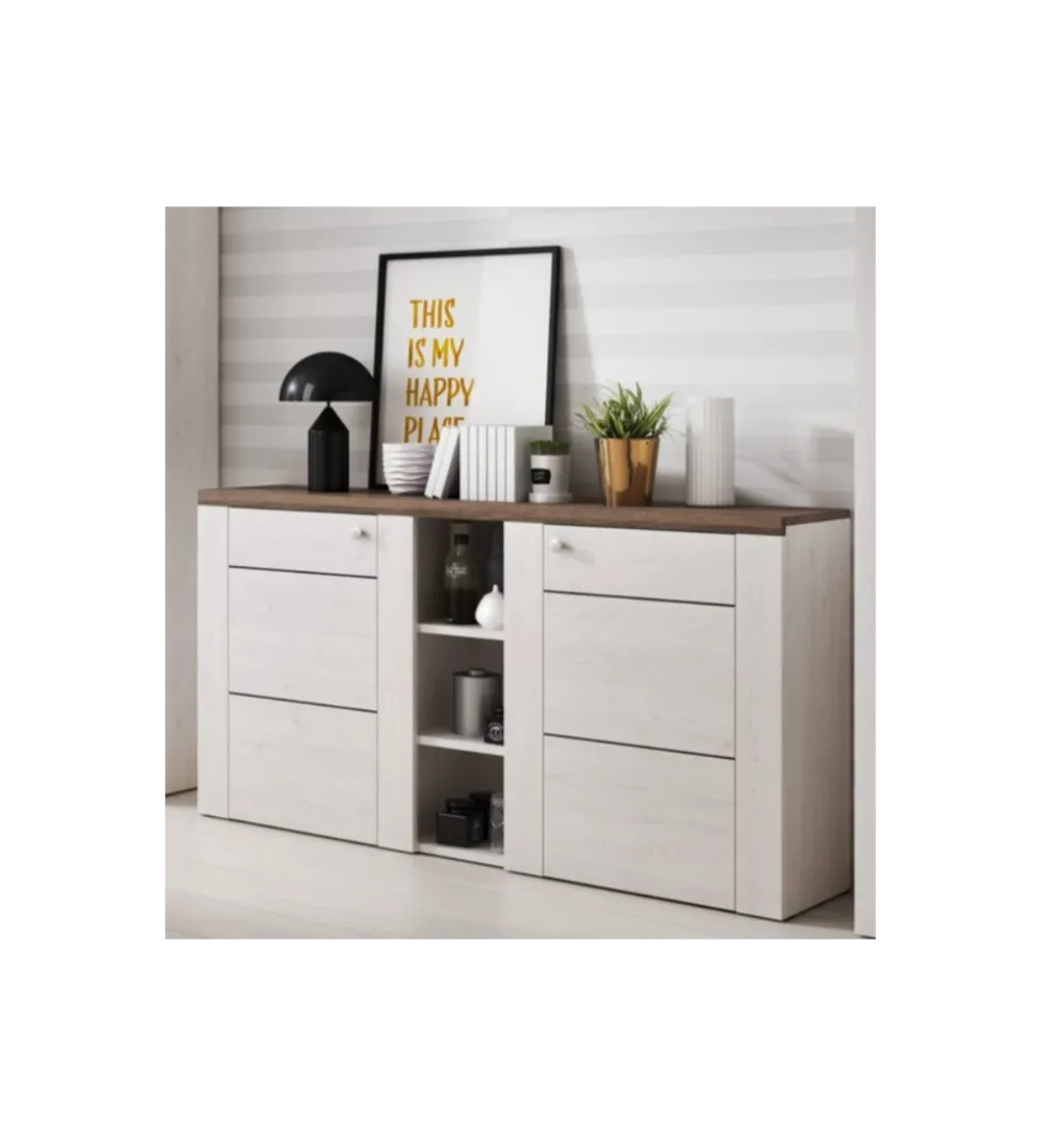 Komoda LARONA 155 cm o wybarwieniu Sonoma Trufel z kolorem Sibiu Larche