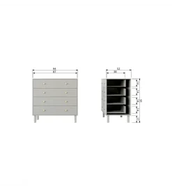 Komoda MADU 91 cm drewno sosna szara
