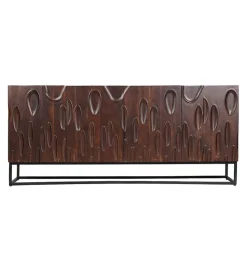 Komoda MIRNO 175 cm drewno akacja w kolorze ciemnego orzecha