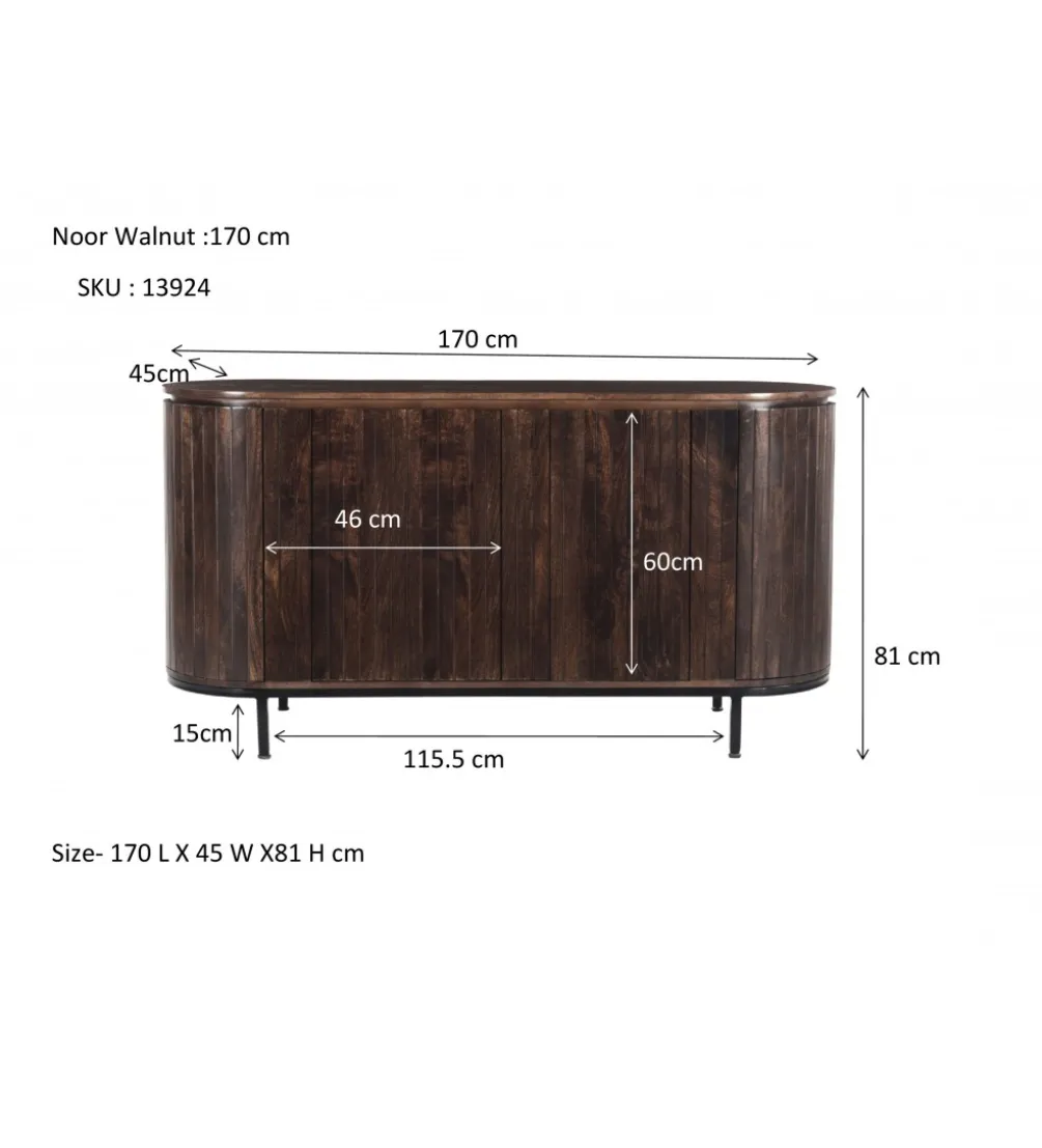 Komoda NOORK 170 cm w kolorze orzechowym