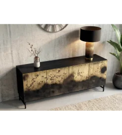 Komoda OXID 180 cm drewno mango czarno złota