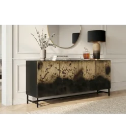 Komoda OXID 180 cm drewno mango czarno złota