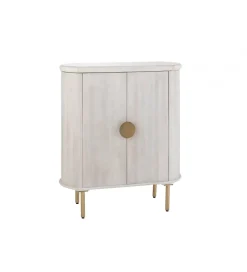 Komoda ROUNDEGO 116 cm blat marmur biały