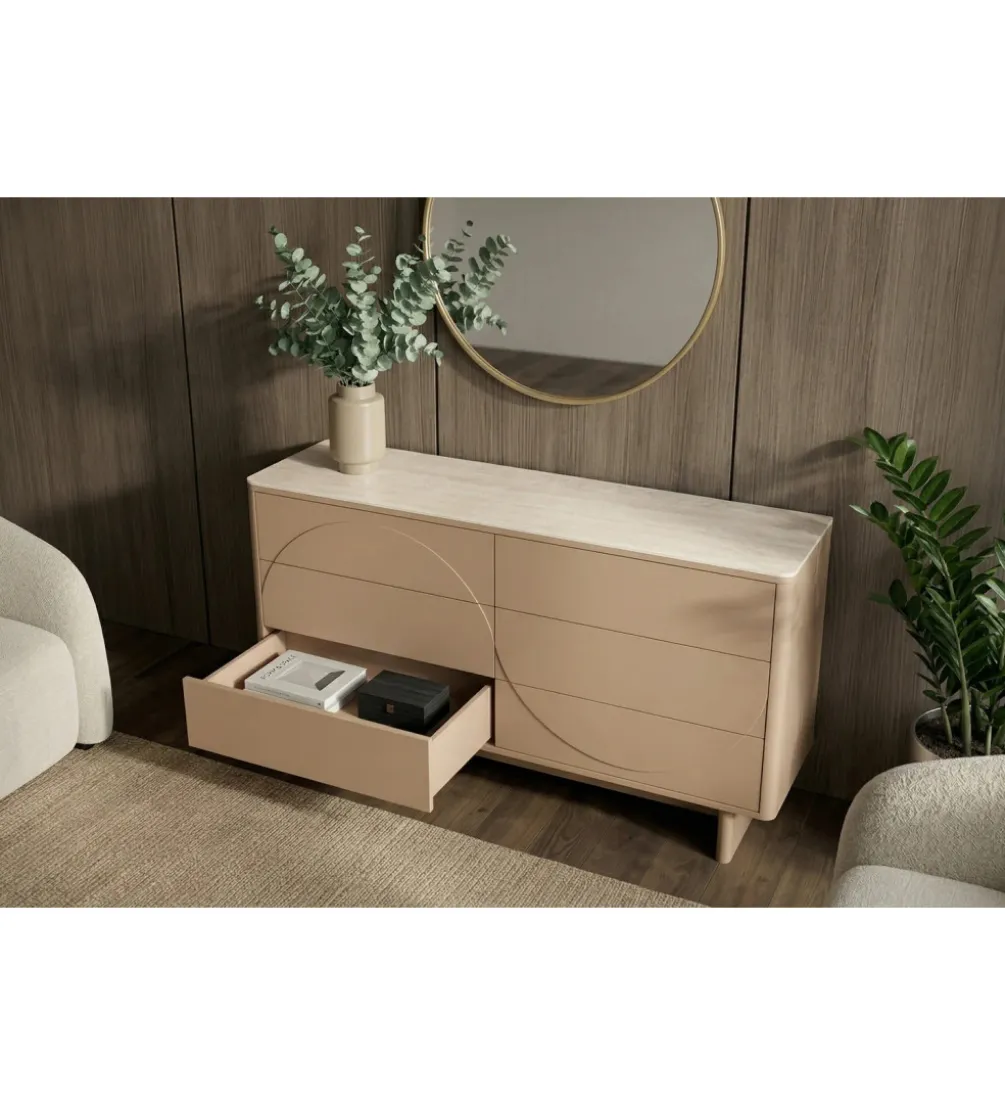 Komoda SAVOY 150 cm ceramika w optyce trawertynu