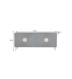 Komoda SOLARIS 180 cm drewno mango w kolorze czarno złotym wzór 3D