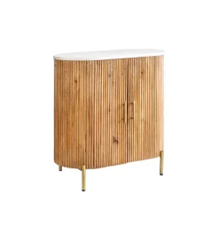 Komoda TRES CHIC 70 cm drewno mango biały marmur blat