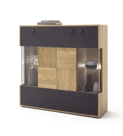 Komoda VALENCIA 124 cm antracytowo naturalna