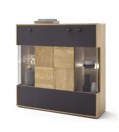 Komoda VALENCIA 124 cm antracytowo naturalna