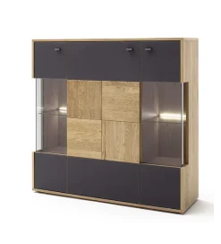 Komoda VALENCIA 124 cm antracytowo naturalna