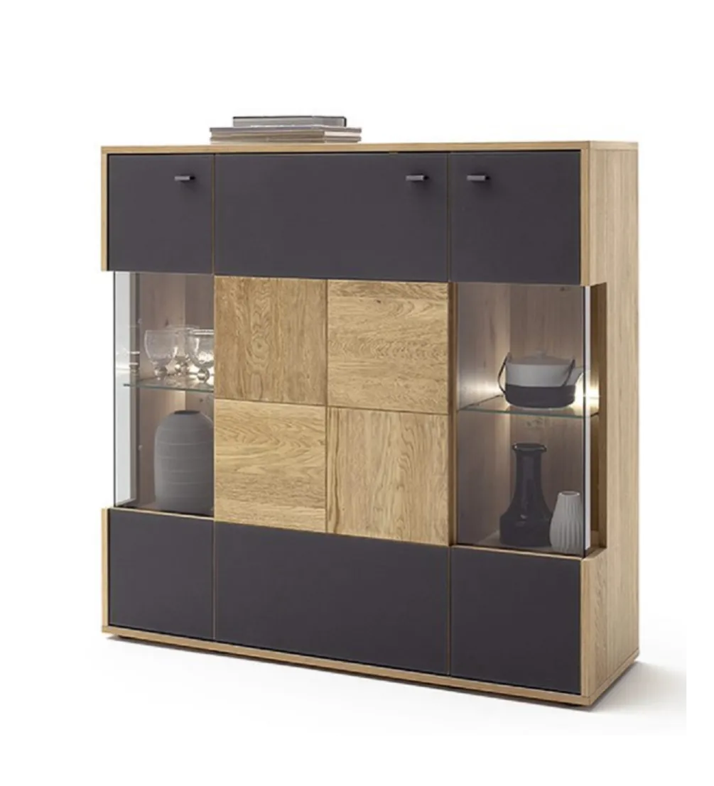 Komoda VALENCIA 124 cm antracytowo naturalna