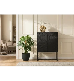 Komoda wysoka 3D ORBIT 120 cm drewno mango czarna