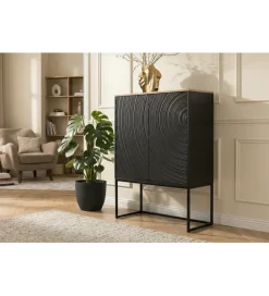 Komoda wysoka 3D ORBIT 120 cm drewno mango czarna