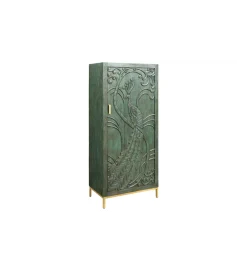 Komoda wysoka 3D PEACOCK 170 cm drewno mango antyczna zieleń