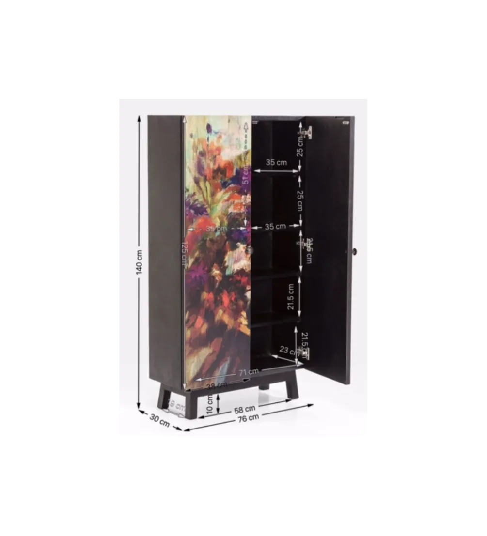 Komoda wysoka Fleur 140 cm wielokolorowa