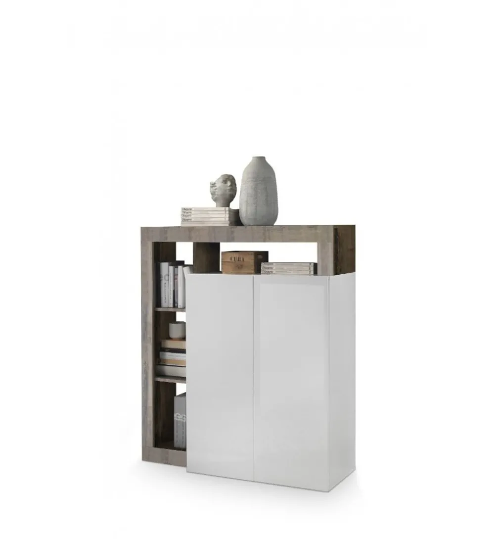 Komoda wysoka HAMBURG 127 cm biała Z Dodatkiem Koloru Klon Pero
