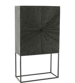 Komoda wysoka Shanil 90 cm drewno czarna