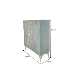 Komoda wysoka SWEET GOLDEN SUNSET 120 cm drewno mango turkusowa