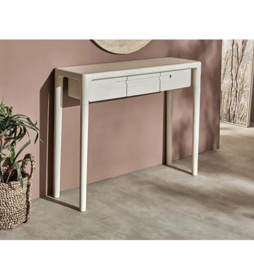 Konsola ARES 100 cm drewno mango biała
