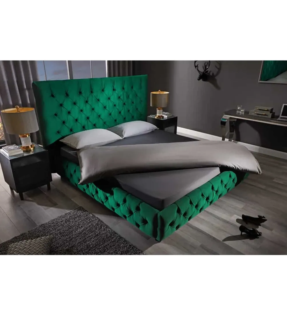 Łóżko tapicerowane PARIS CHESTERFIELD 180 cm x 200 cm ciemnyzielony velvet