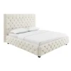 Łóżko tapicerowane PARIS CHESTERFIELD 180 cm x 200 cm beżowe lniane