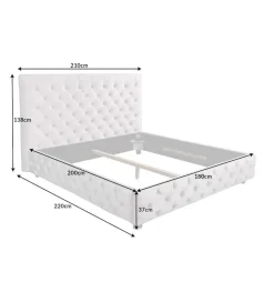 Łóżko tapicerowane PARIS CHESTERFIELD 180 cm x 200 cm beżowe lniane