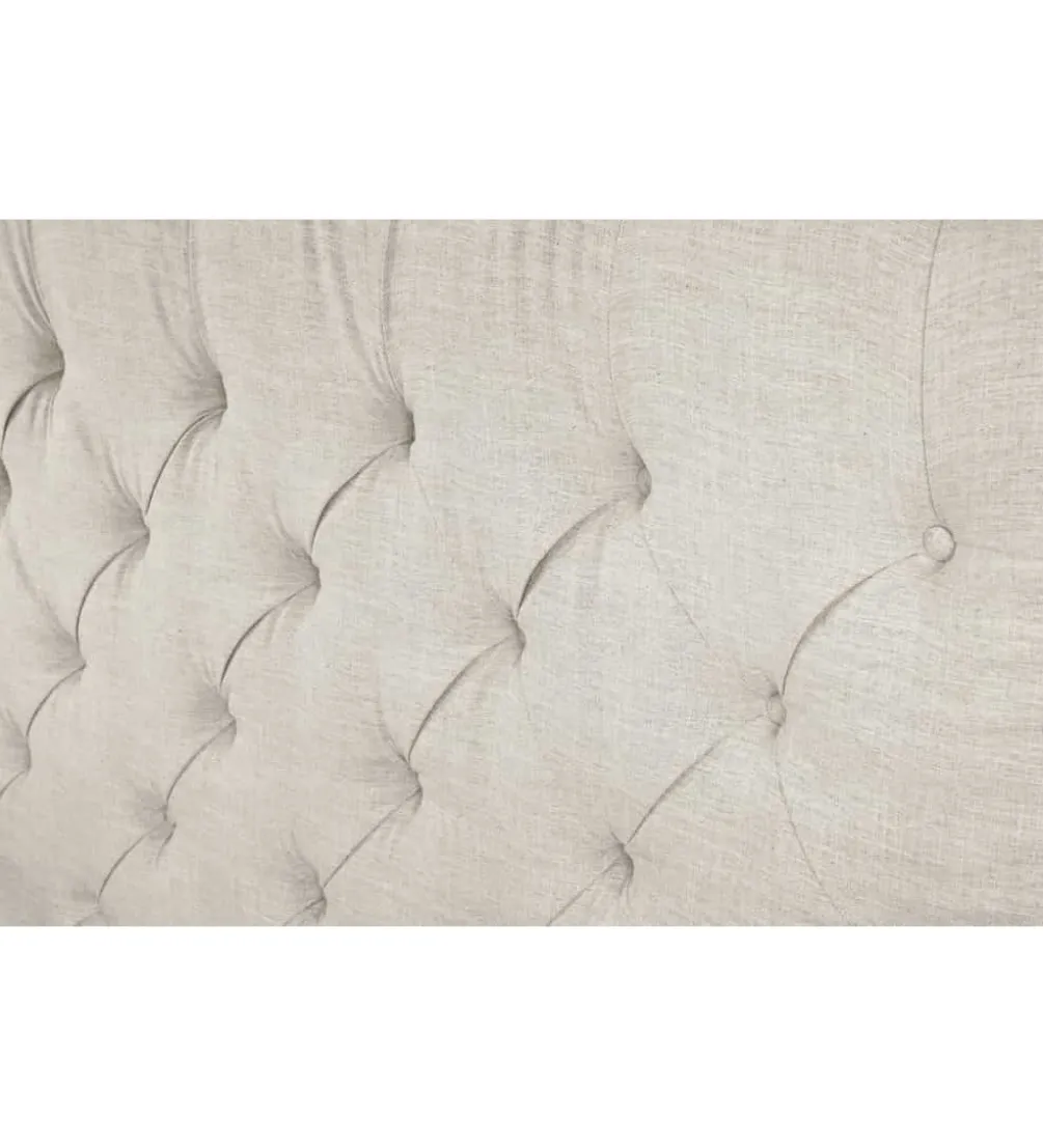 Łóżko tapicerowane PARIS CHESTERFIELD 180 cm x 200 cm beżowe lniane