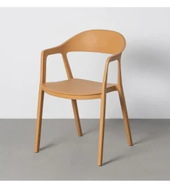 Krzesło BARETO 80 cm żółte z podłokietnikami nogi v