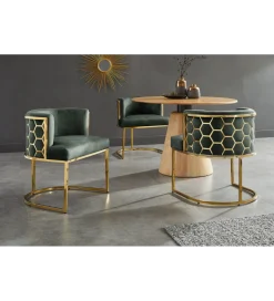 Krzesło ELEGANCE welwet zielony złote nogi