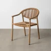 Krzesło NAMILANO 80 cm plecionka w stylu rattan brązowe
