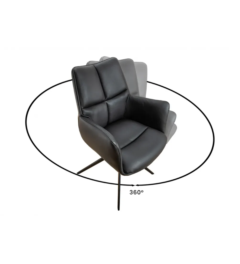 Krzesło obrotowe PAPILL czarne skóra