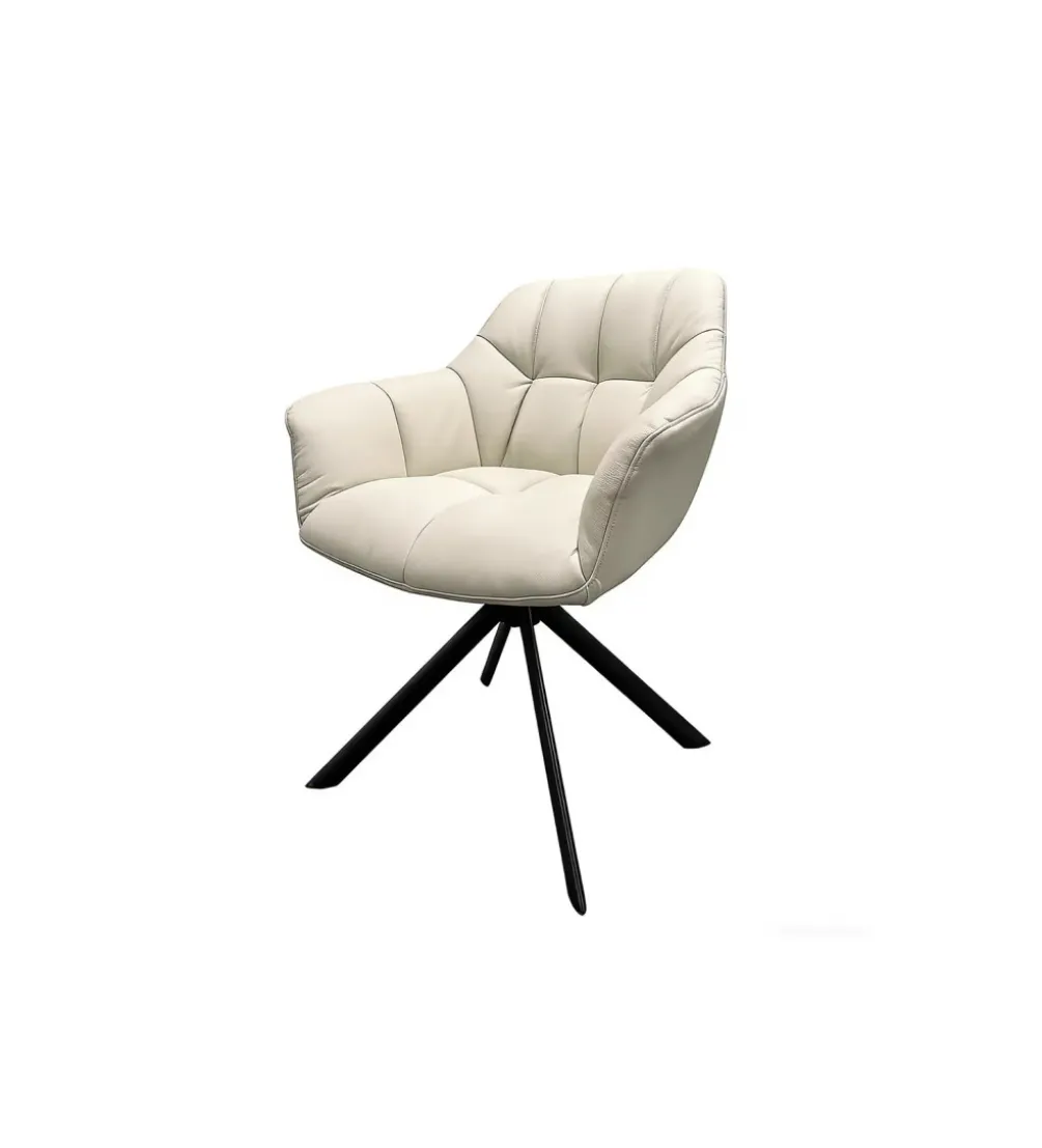 Krzesło obrotowe PAPILLON 83 cm 180 stopni skórzane beżowe