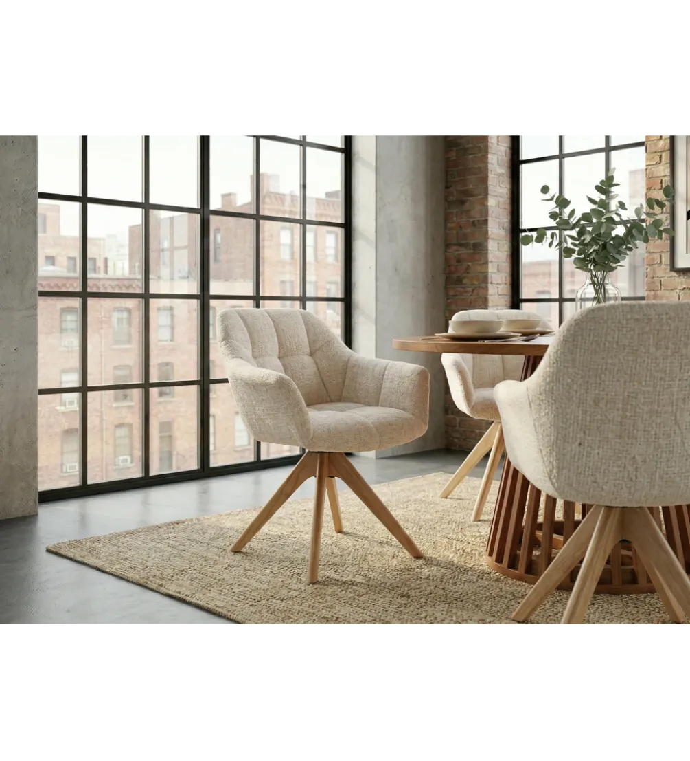 Krzesło obrotowe PAPILLON 83 cm 180 stopni chenille champagne beige