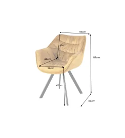 Krzesło THE DUTCH COMFORT z podłokietnikami welur musztardowy