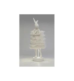 Lampa stołowa ANIMAL RABBIT FUR 68 cm srebrno biała