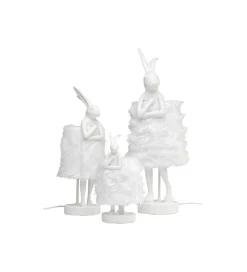 Lampa stołowa ANIMAL RABBIT FUR 68 cm srebrno biała