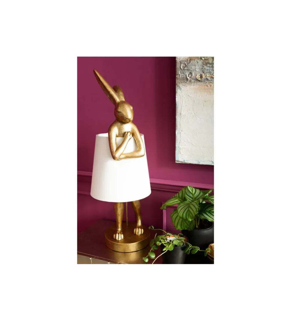 Lampa stołowa ANIMAL RABBIT 88 cm złoto biała