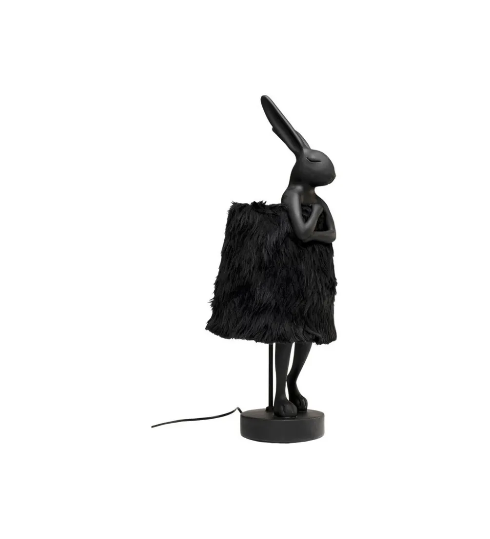 Lampa stołowa ANIMAL RABBIT FUR 68 cm czarna