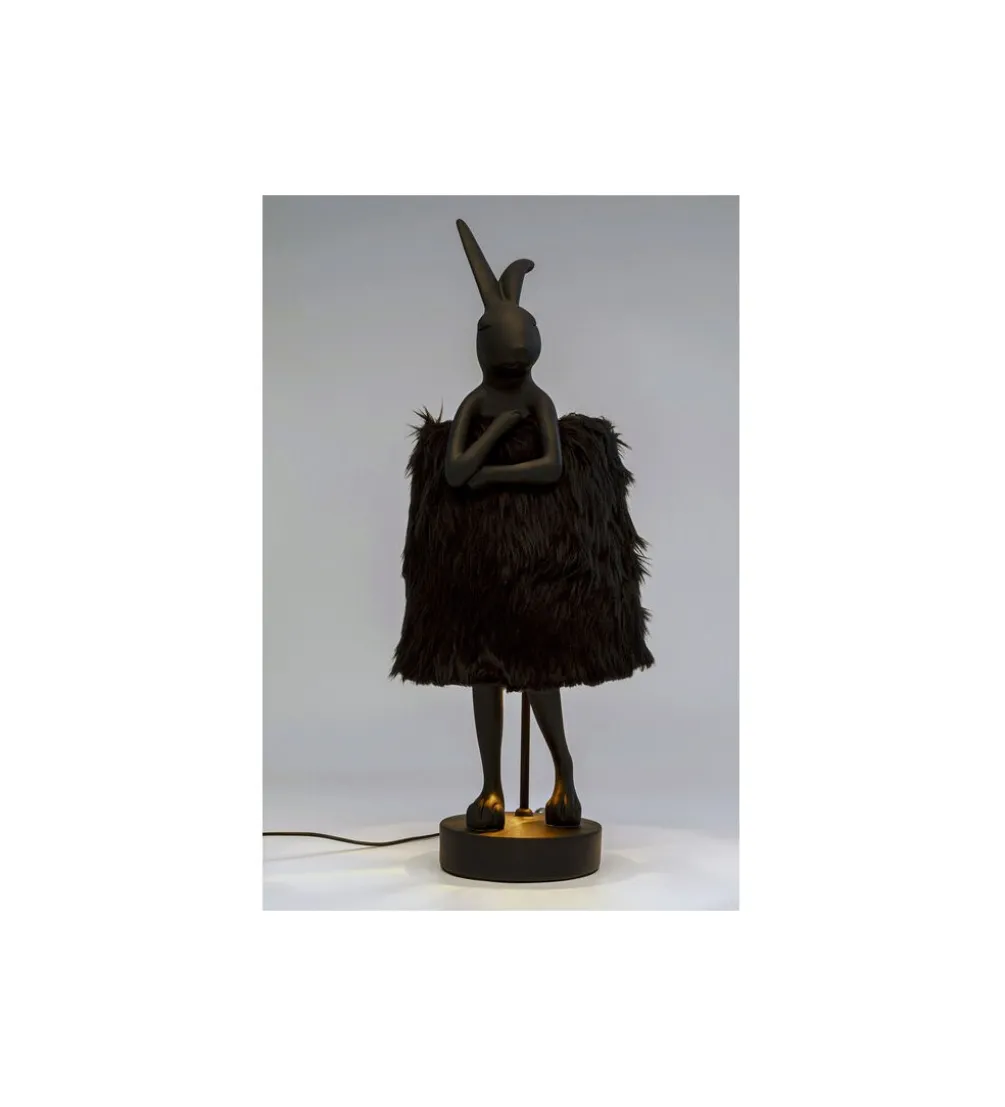 Lampa stołowa ANIMAL RABBIT FUR 68 cm czarna