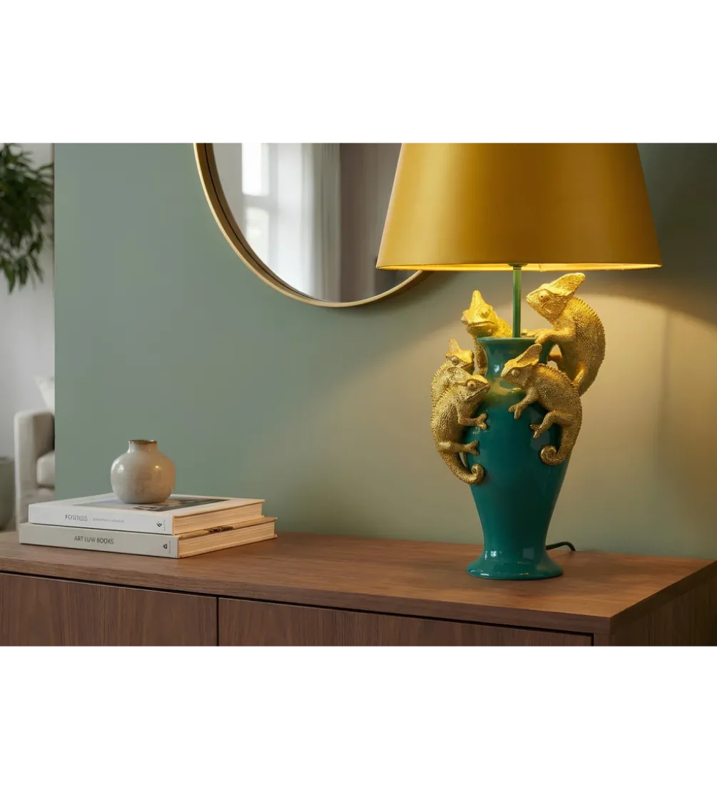 Lampa stołowa CHAMELEON 55 cm złoto zielona