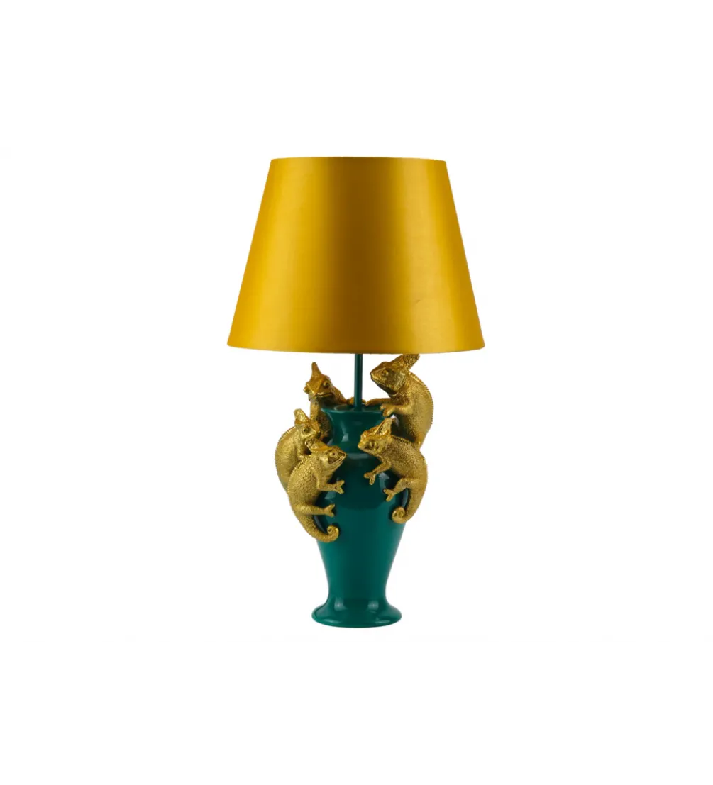 Lampa stołowa CHAMELEON 55 cm złoto zielona