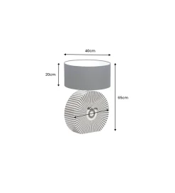 Lampa stołowa HARMONY NATURE 65 cm czarnobiała
