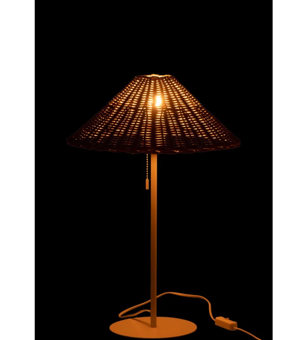 Lampa stołowa MERTAN 50 cm rattan biała