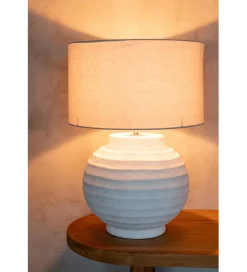 Lampa stołowa SCADY 62 cm terrakota biała