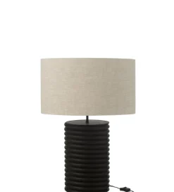 Lampa stołowa SHARY 70 cm drewno ailanthus czarna