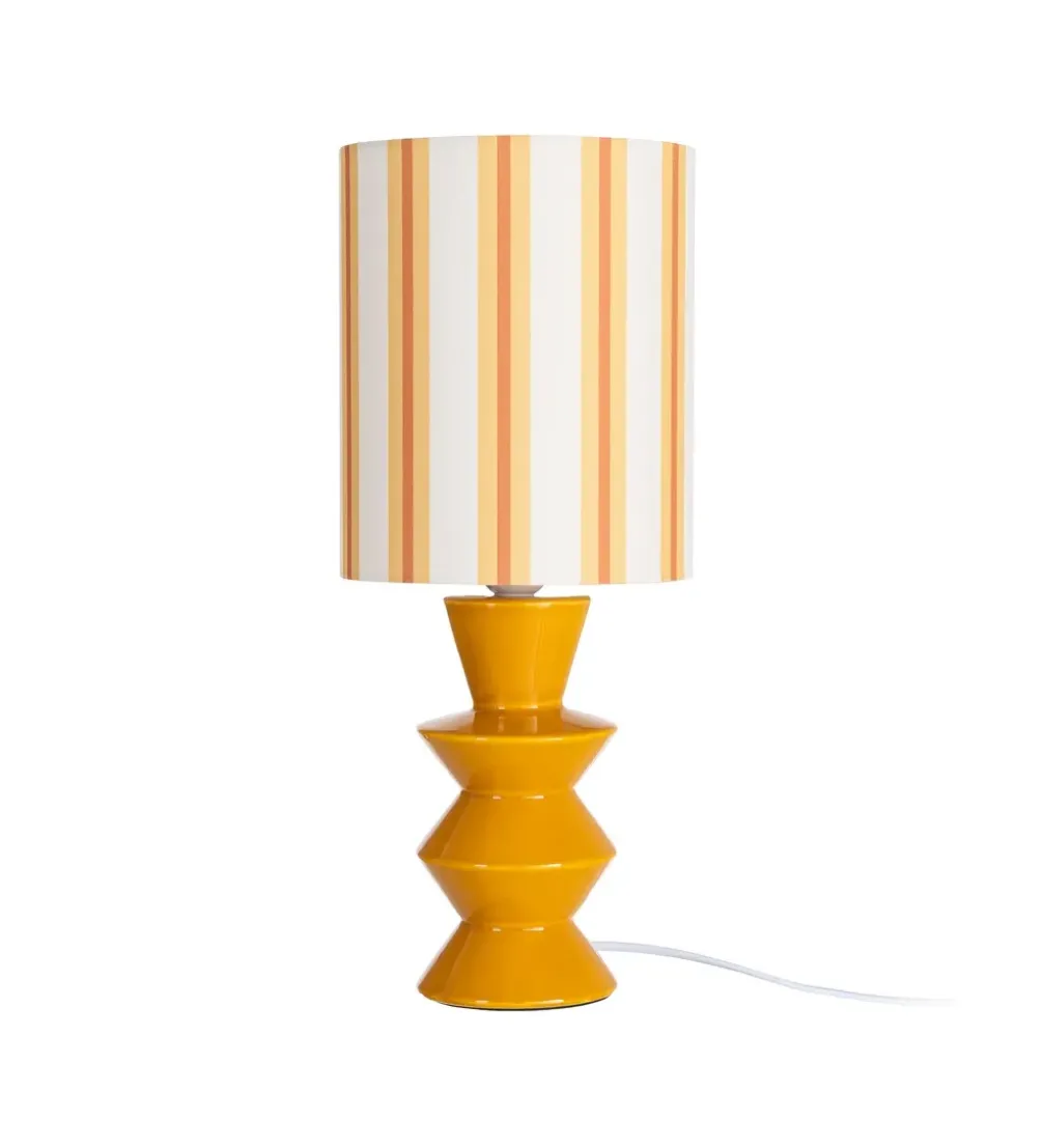 Lampa stołowa STRIPENMA 43 cm musztardowa kremowa