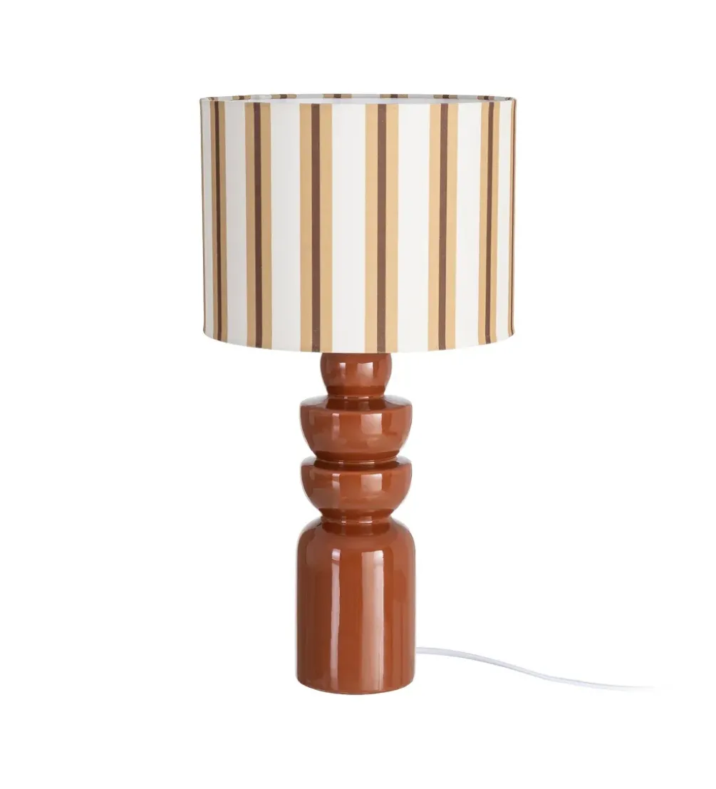 Lampa stołowa STRIPENMA 47 cm terrakota kremowa