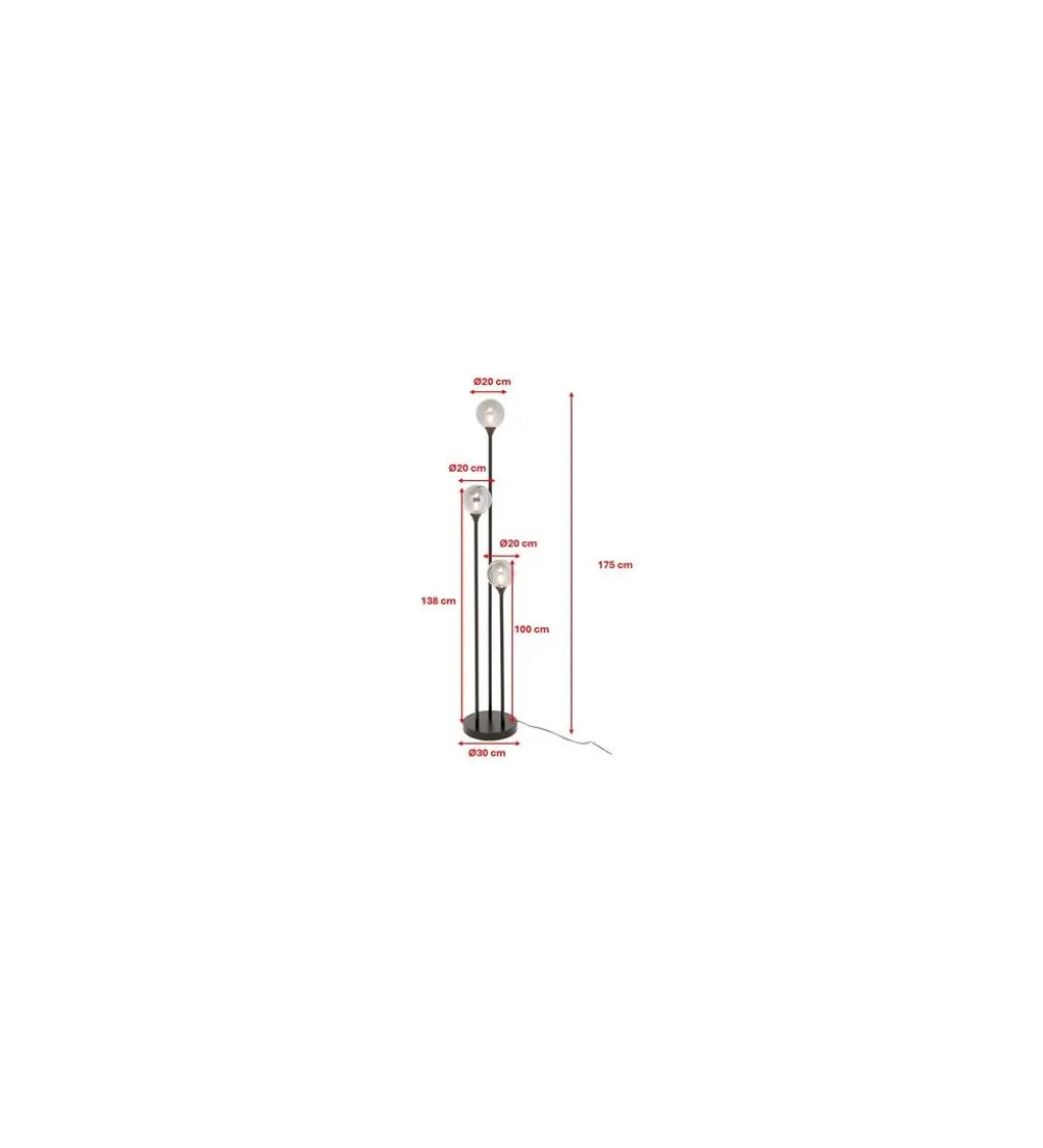 Lampa podłogowa AL CAPONE TRE 175 cm czarne
