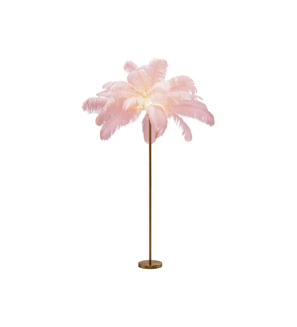 Lampa podłogowa FEATHER PALM 165 Cm Pióra różowa